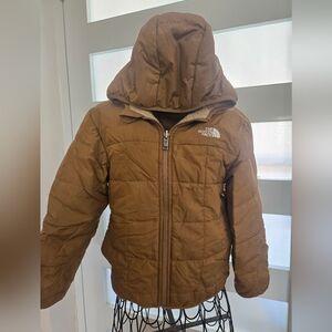 Reversible The North Face Kids Tan Puffer Jacket 3T